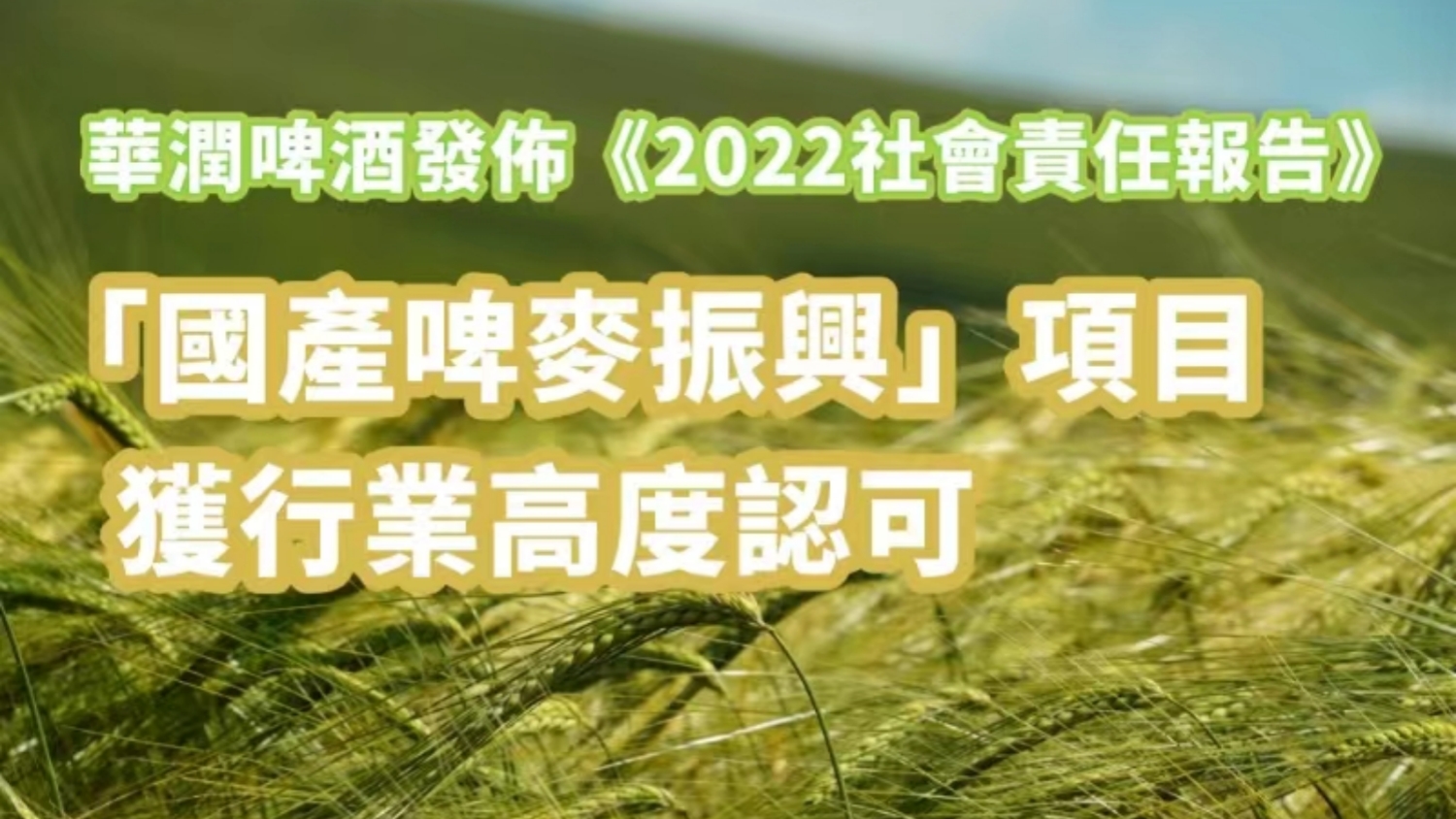 華潤啤酒發(fā)布《2022社會責任報告》 「國產(chǎn)啤麥振興」項目獲行業(yè)高度認可
