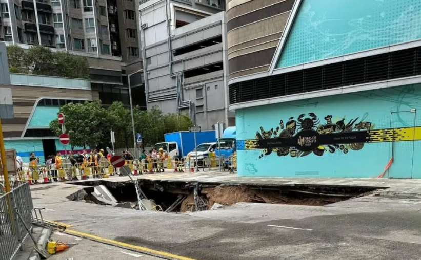 深水埗路陷 當局爭取周一分階段重開路面