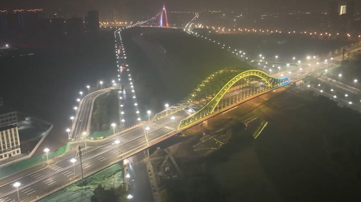 【視聽山東】聊城開發(fā)區(qū)：黑龍江路跨徒駭河大橋點亮夜空