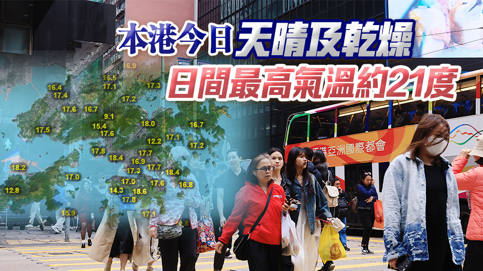 天文臺今早錄得最低氣溫16.6度 入秋以來最低