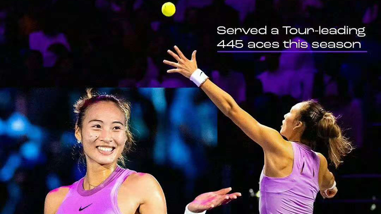 鄭欽文，2024年ACE球數(shù)排名WTA第一！