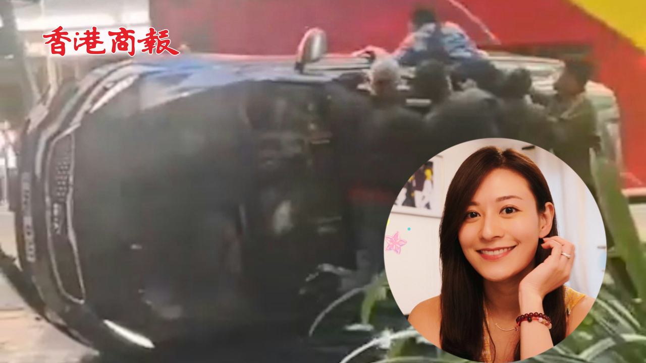 有片丨藝人江若琳突發(fā)意外 駕車(chē)撞到信號(hào)燈後側(cè)翻