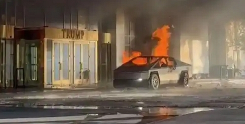 特朗普酒店門(mén)前特斯拉電動(dòng)汽車(chē)爆炸致1死7傷  初步定性為恐怖襲擊