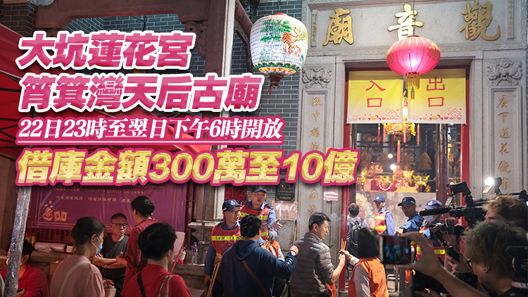 紅磡觀音廟2月22日23時(shí)至翌日20時(shí)開放民眾借庫(kù) 金額3000萬(wàn)至10億