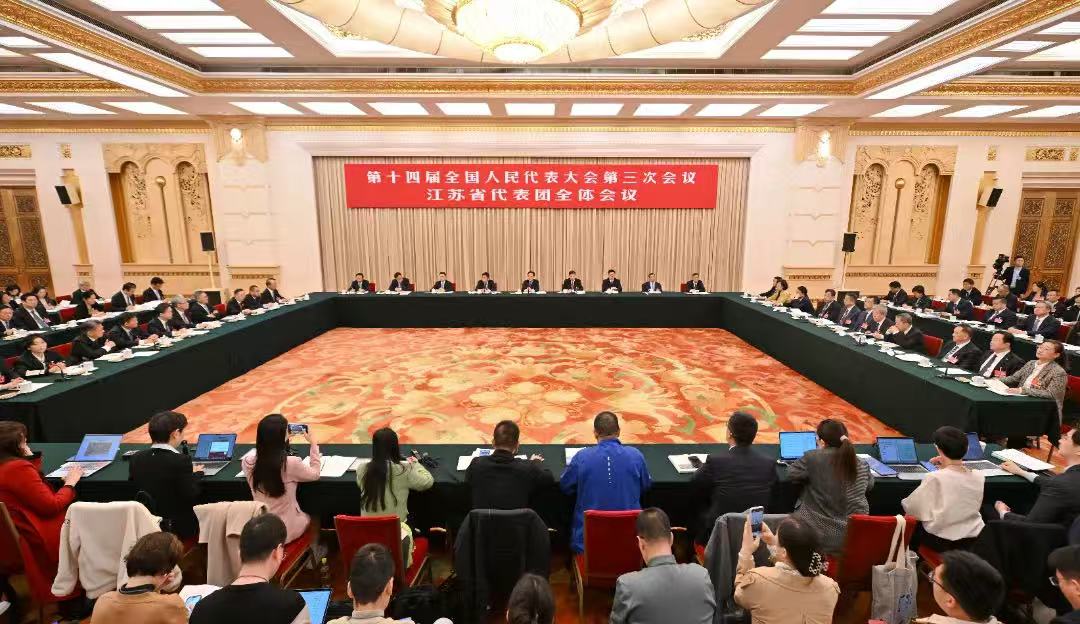 江蘇代表團全體會議對外開放吸引眾多中外媒體