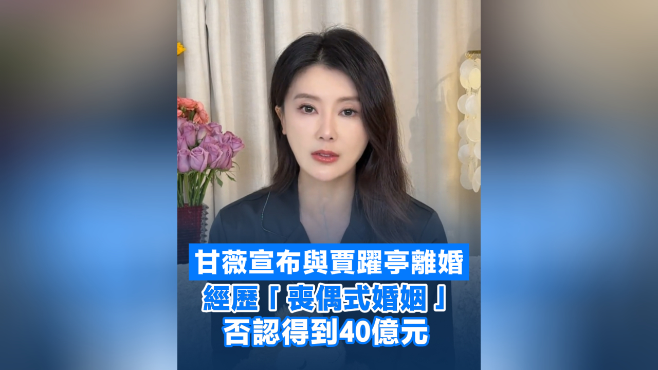 有片丨甘薇宣布與賈躍亭離婚 否認得到40億元