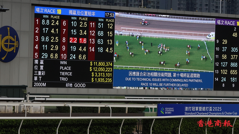 匯合彩池出現(xiàn)技術(shù)問題 延遲派彩及開跑 馬會致歉