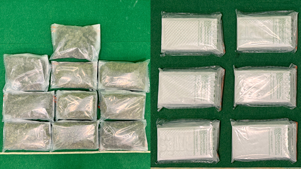 香港海關(guān)機場破兩宗毒品案 檢獲約1100萬元毒品