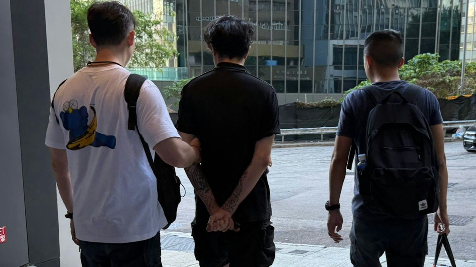 葵涌梨木道一停車場私家車遭淋紅油 警拘2男