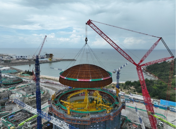 中廣核廣東陸豐核電6號機組完成穹頂?shù)跹b
