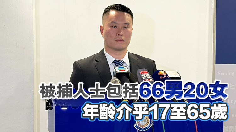 警方港島反黑拘捕86人 檢值28萬(wàn)元毒品