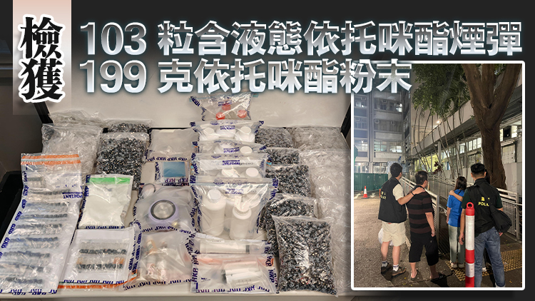 O記搗破旺角製毒工場(chǎng) 拘2人 檢值8.9萬元依托咪酯毒品