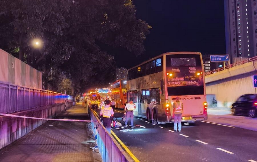 觀塘道電單車巴士碰撞  鐵騎士遭另一輛巴士輾過死亡