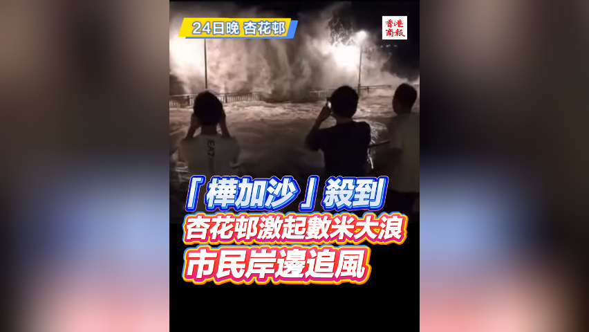 有片丨「樺加沙」殺到 杏花邨激起數(shù)米大浪 市民岸邊追風