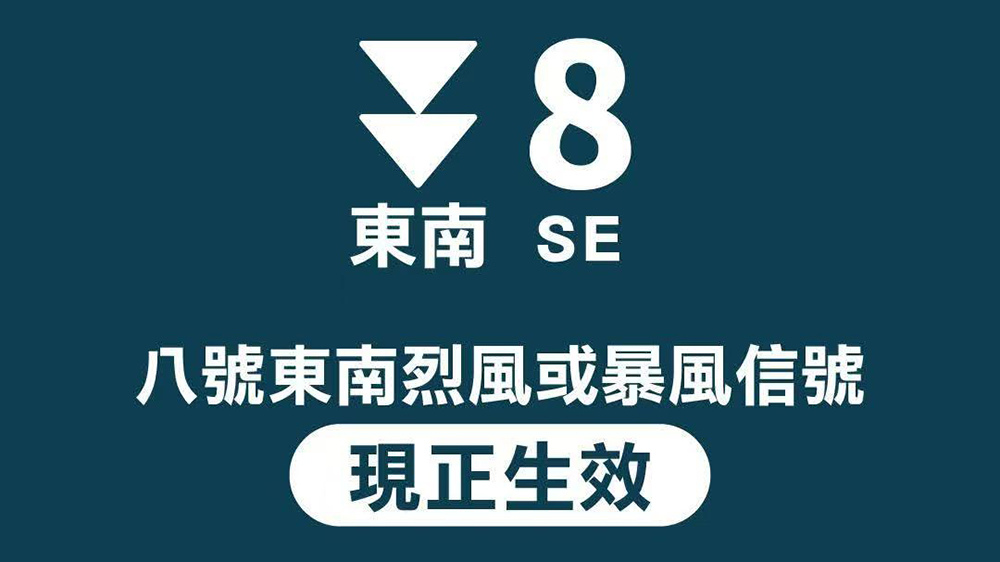 天文臺改發(fā)八號東南烈風或暴風信號