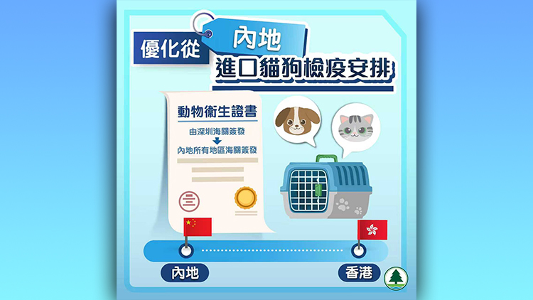 漁護(hù)署：現(xiàn)已接受內(nèi)地所有地區(qū)海關(guān)官方獸醫(yī)簽發(fā)動(dòng)物衞生證書