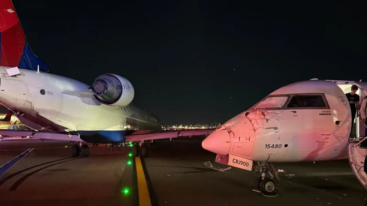 達美航空旗下兩客機在紐約一機場發(fā)生碰撞事故 一人受傷