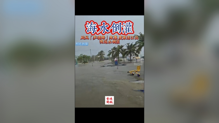 有片｜颱風(fēng)「麥德姆」來襲 廣東湛江出現(xiàn)海水倒灌
