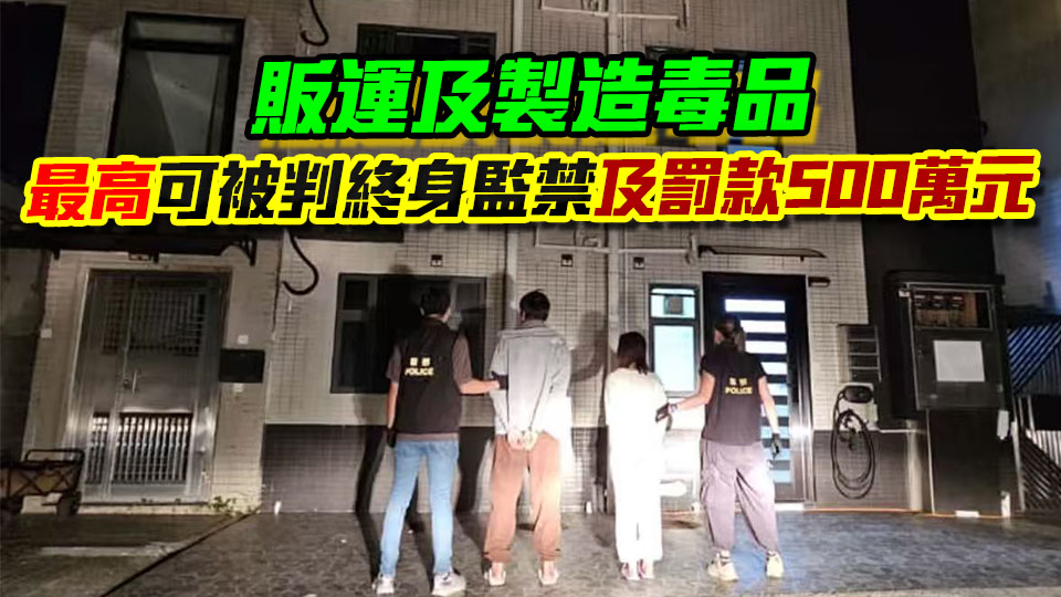 警方八鄉(xiāng)破製毒工場 拘兩人檢14萬元毒品