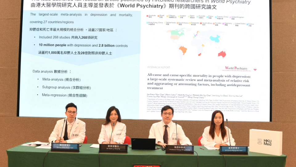 港大醫(yī)學(xué)院發(fā)現(xiàn)抑鬱人士死亡風(fēng)險(xiǎn)翻倍 及時(shí)治療可減風(fēng)險(xiǎn)三成