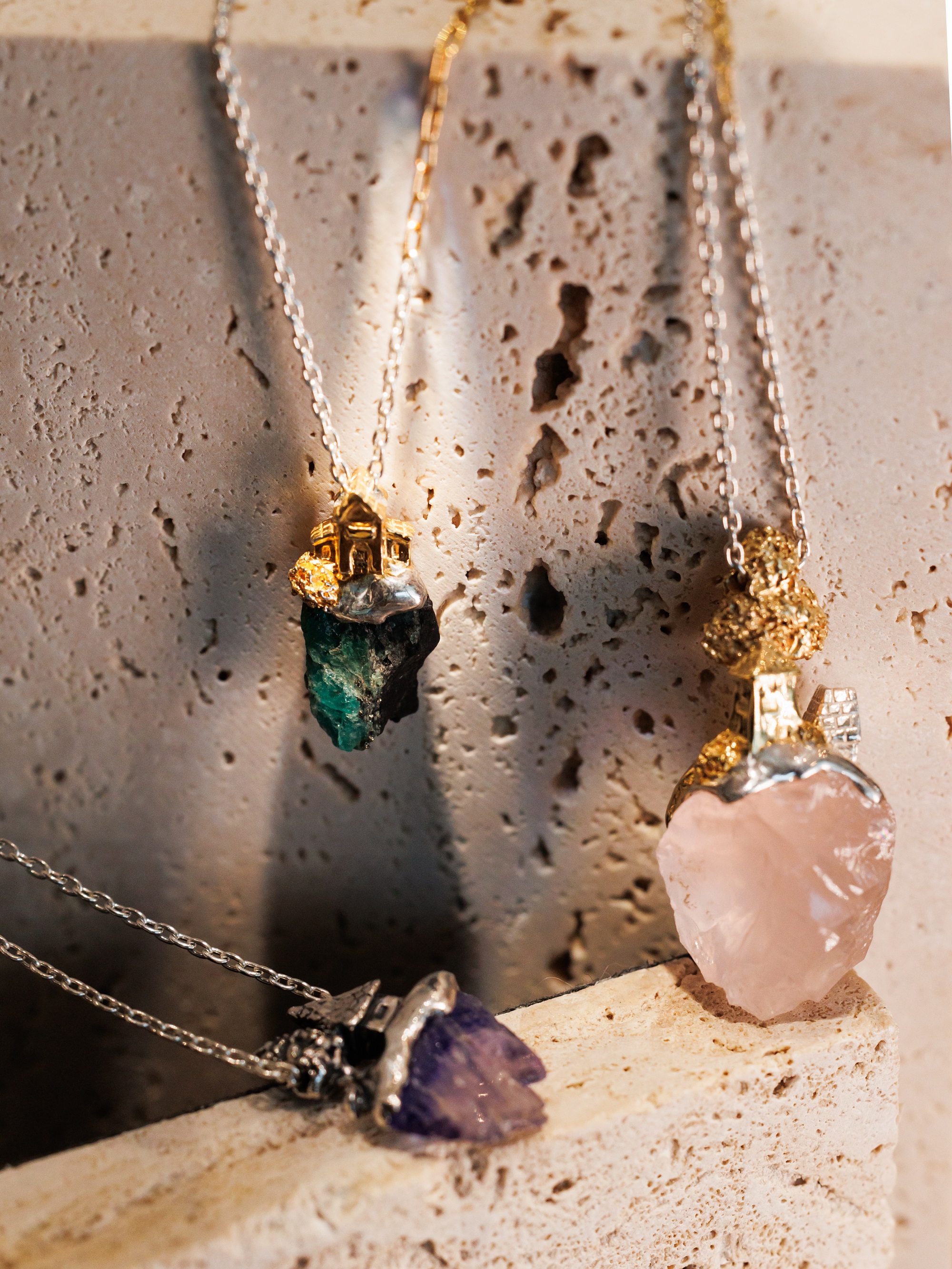 THE LITTLE SHOP_FILLYJONK_ROSE QUARTZ NECKLACE HKD3995_EMERALD WITH PYRITE NECKLACE HKD4195_BI-COLOR TANZANITE NECKLACE HKD5695.jpg